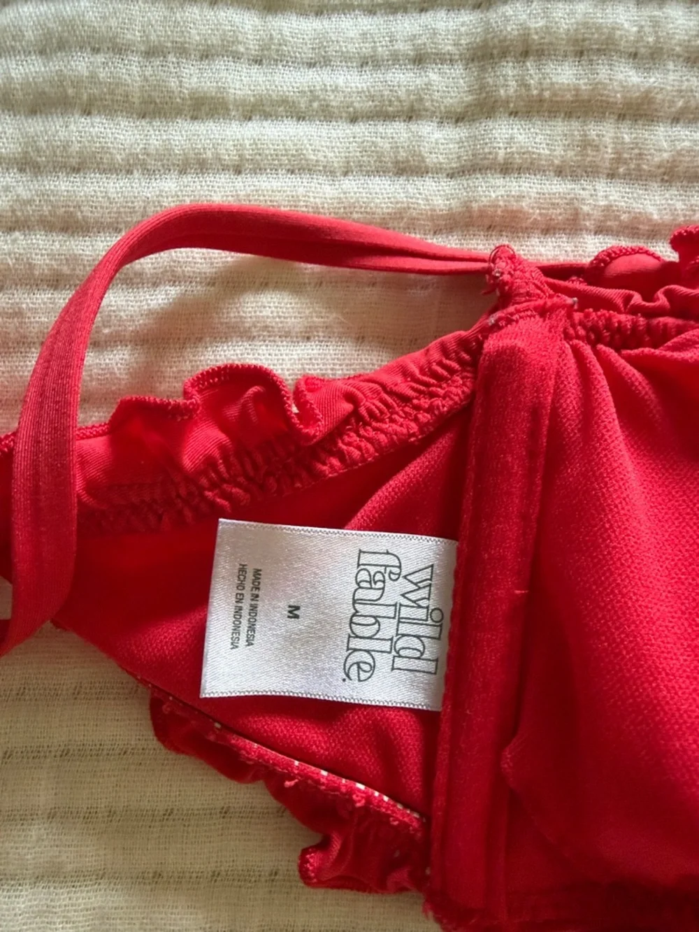 Red Ruffled Swim Top - Picture 2 of 2